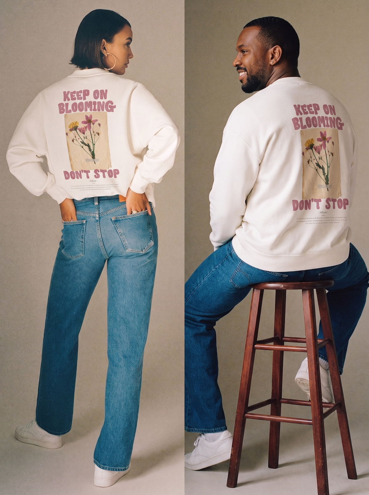 Keep On Blooming Crewneck Sweatshirt — Floral 'Don't Stop' Graphic