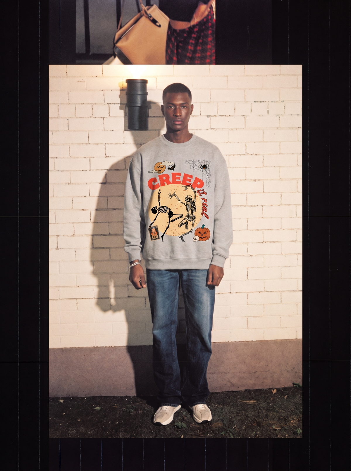 Halloween Skeleton "Creep It Real" Crewneck Sweatshirt