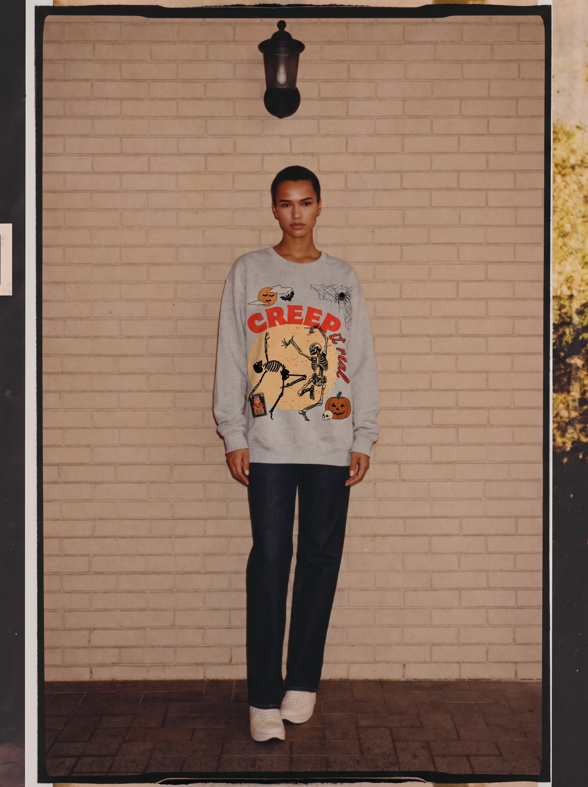 Halloween Skeleton "Creep It Real" Crewneck Sweatshirt