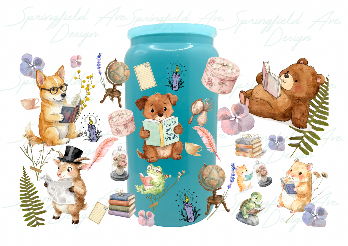 Bookish Animals 1 Glass Tumbler 16oz