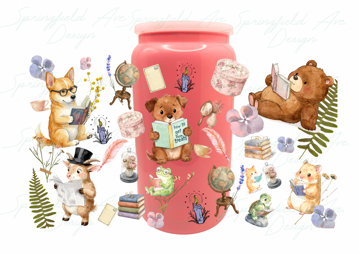 Bookish Animals 1 Glass Tumbler 16oz