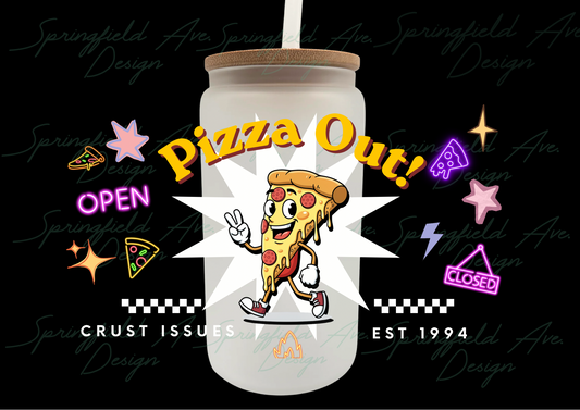 Retro Pizza Glass Tumbler 16oz