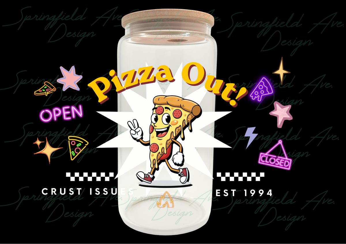 Retro Pizza Glass Tumbler 16oz