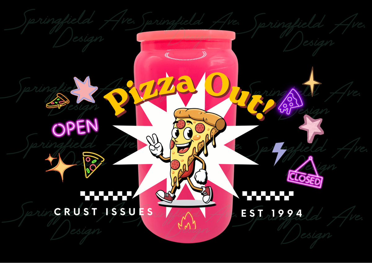 Retro Pizza Glass Tumbler 16oz