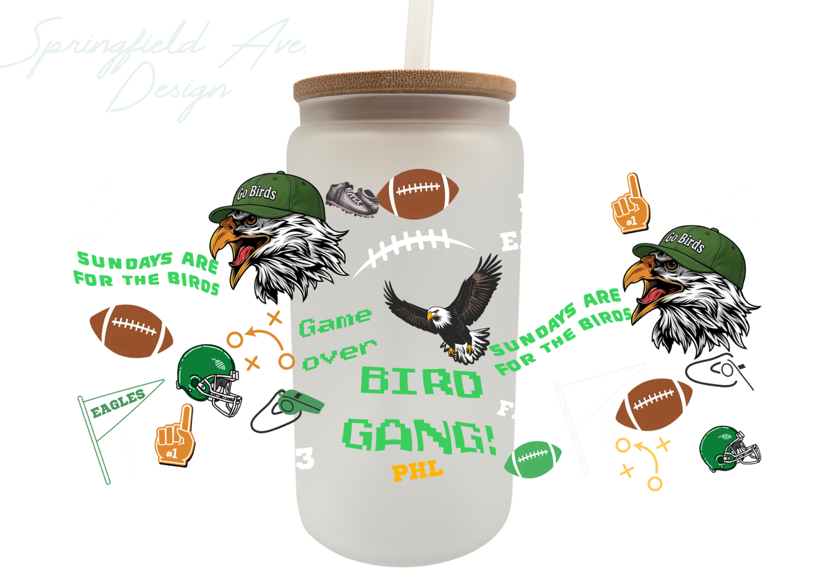 Philly Footballl Glass Tumbler 16oz