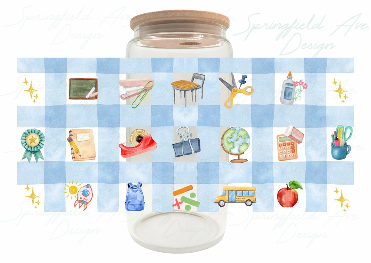 Teacher Checkered Glass Tumbler 16oz