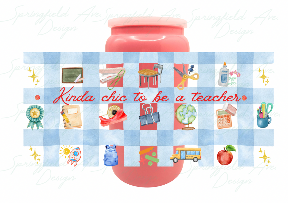Teacher Checkered Glass Tumbler 16oz