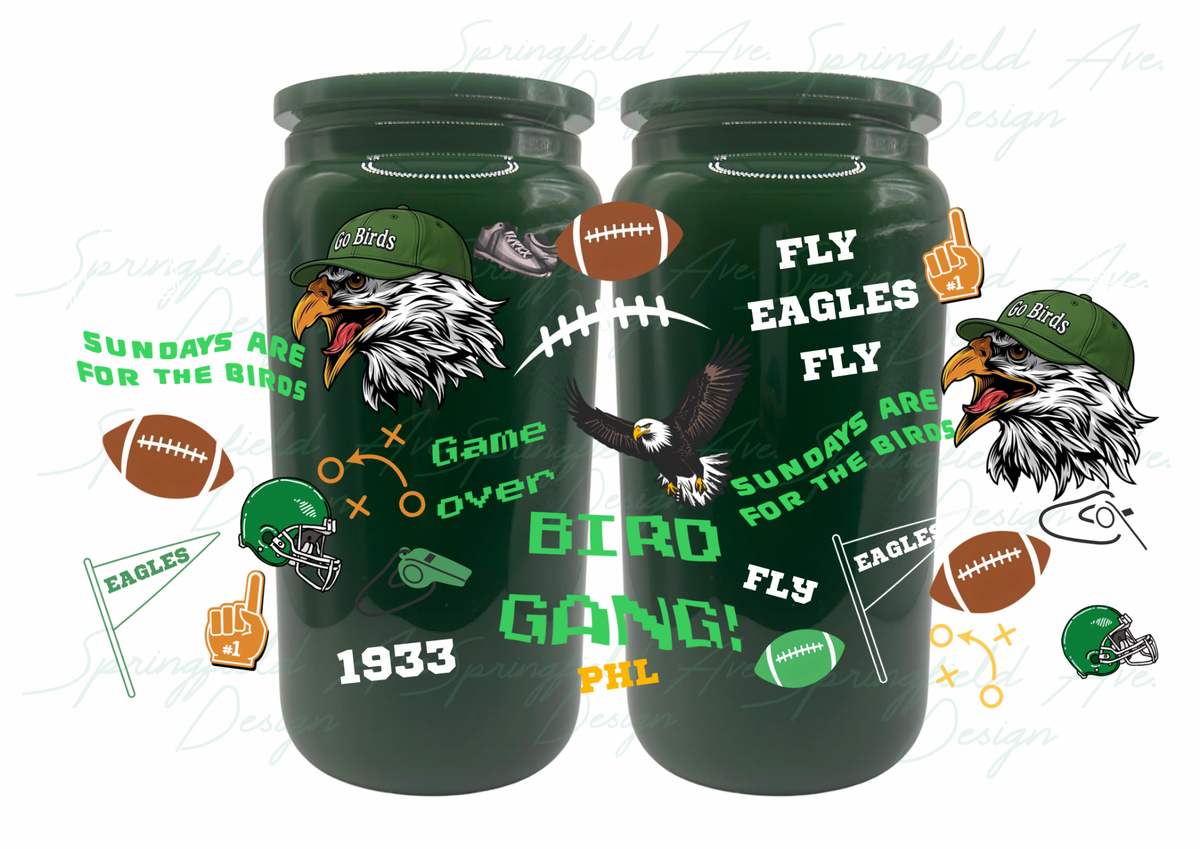 Philly Footballl Glass Tumbler 16oz