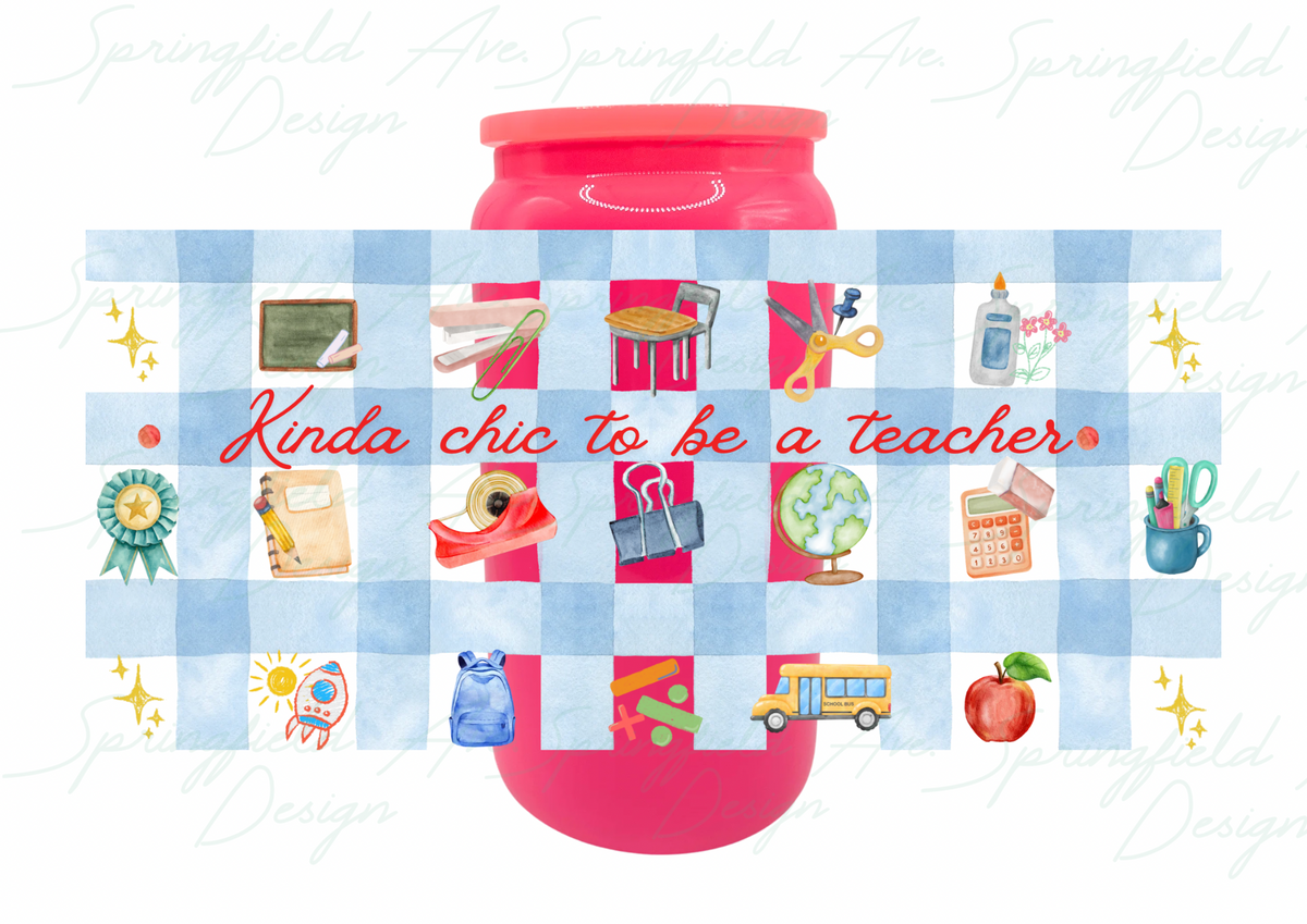 Teacher Checkered Glass Tumbler 16oz