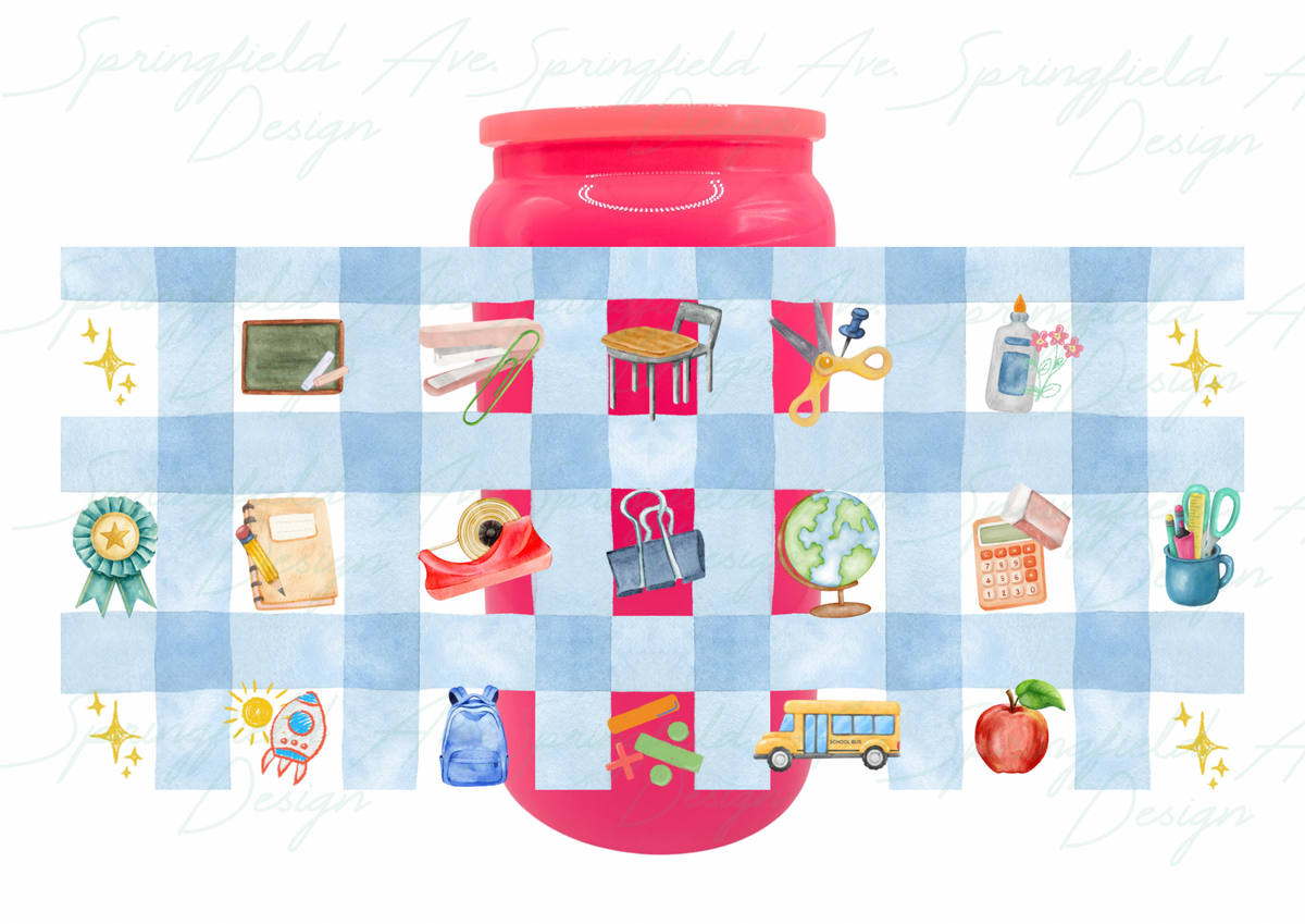 Teacher Checkered Glass Tumbler 16oz