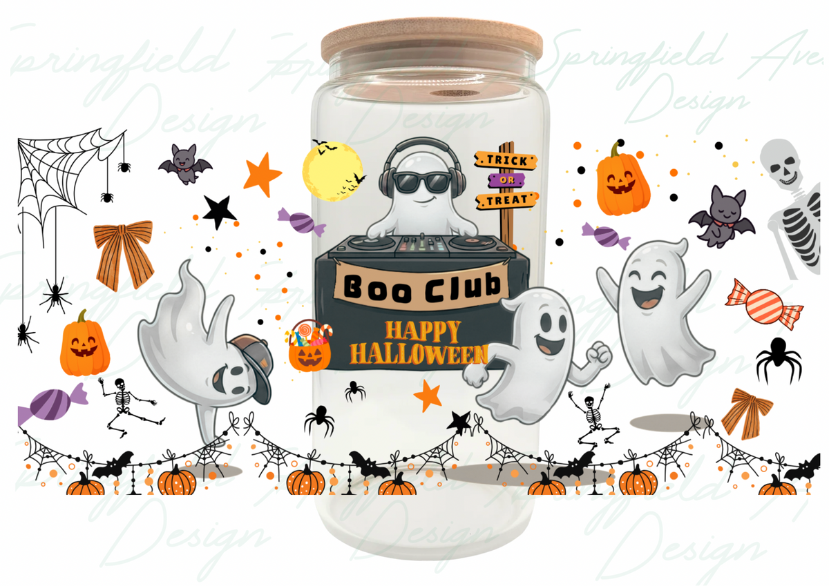 Boo Club Halloween Ghost Glass Tumbler 16oz