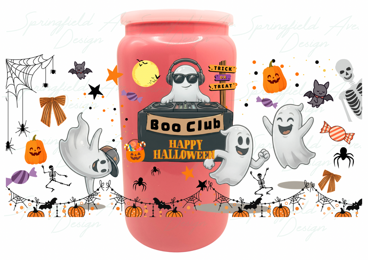 Boo Club Halloween Ghost Glass Tumbler 16oz