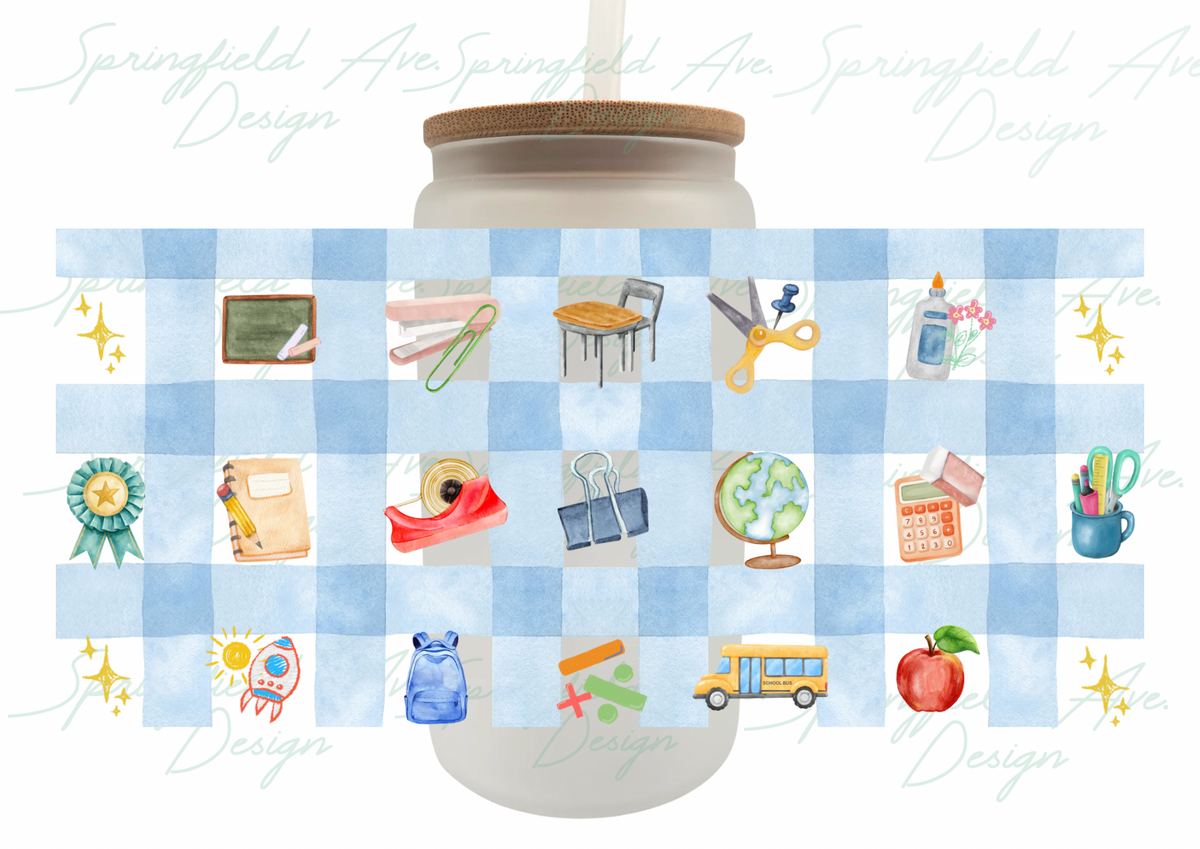 Teacher Checkered Glass Tumbler 16oz