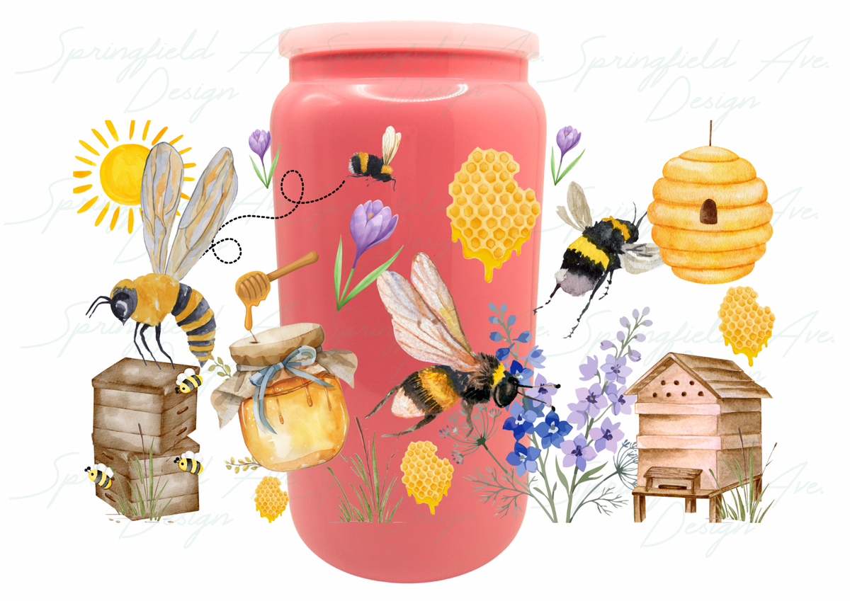 Love for Bees Glass Tumbler 16oz