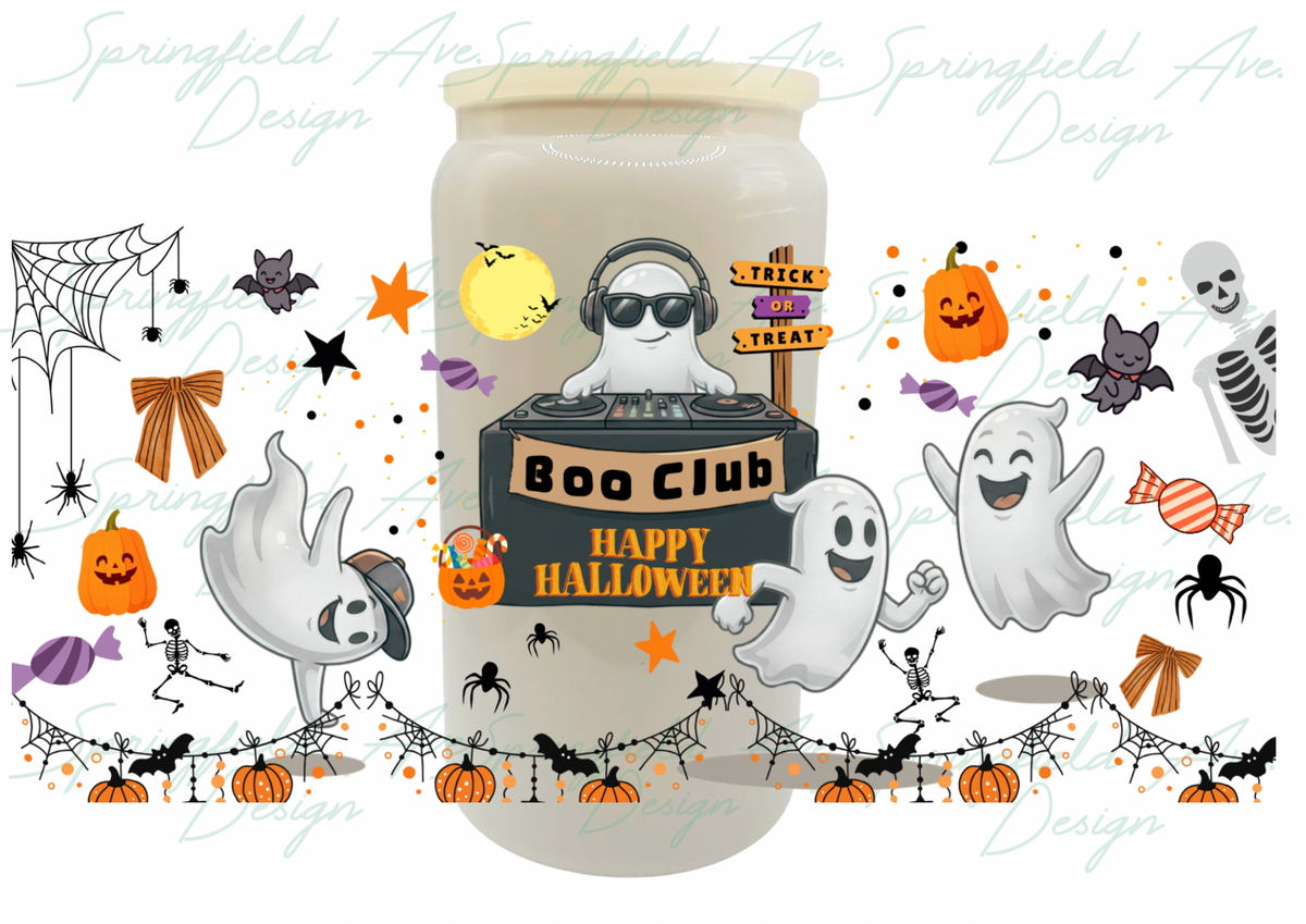 Boo Club Halloween Ghost Glass Tumbler 16oz