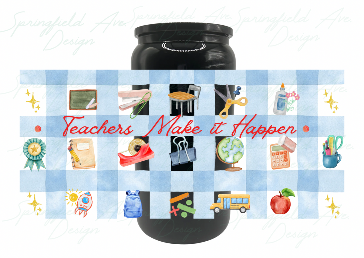 Teacher Checkered Glass Tumbler 16oz