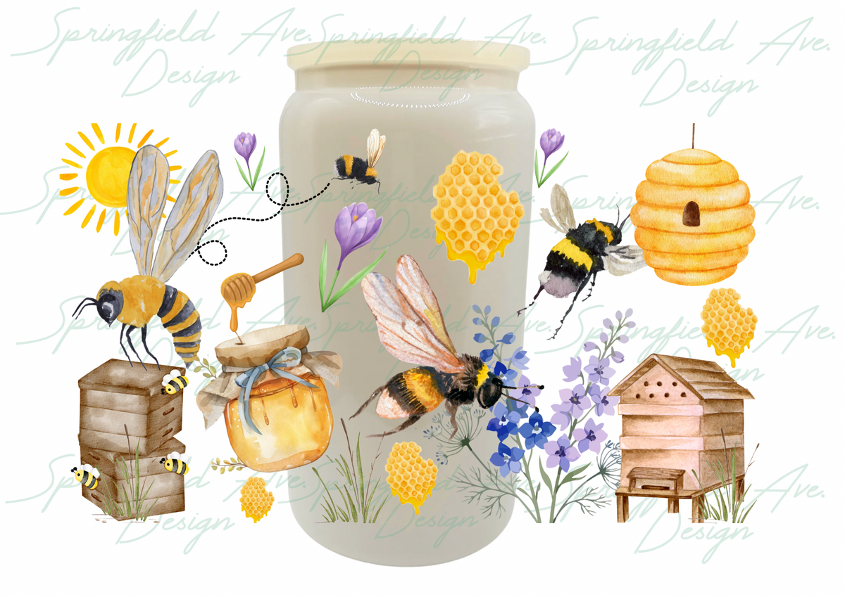 Love for Bees Glass Tumbler 16oz