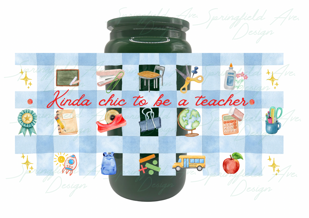 Teacher Checkered Glass Tumbler 16oz