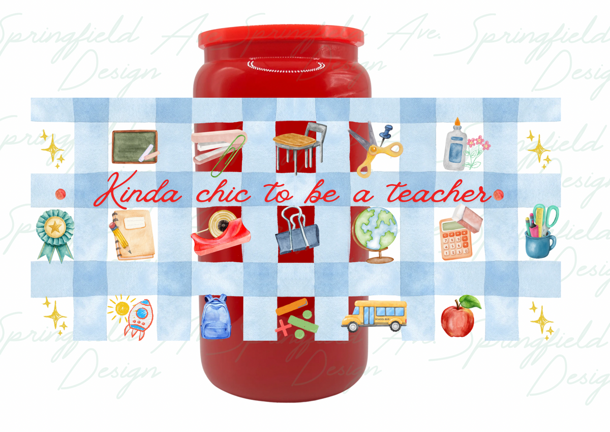 Teacher Checkered Glass Tumbler 16oz