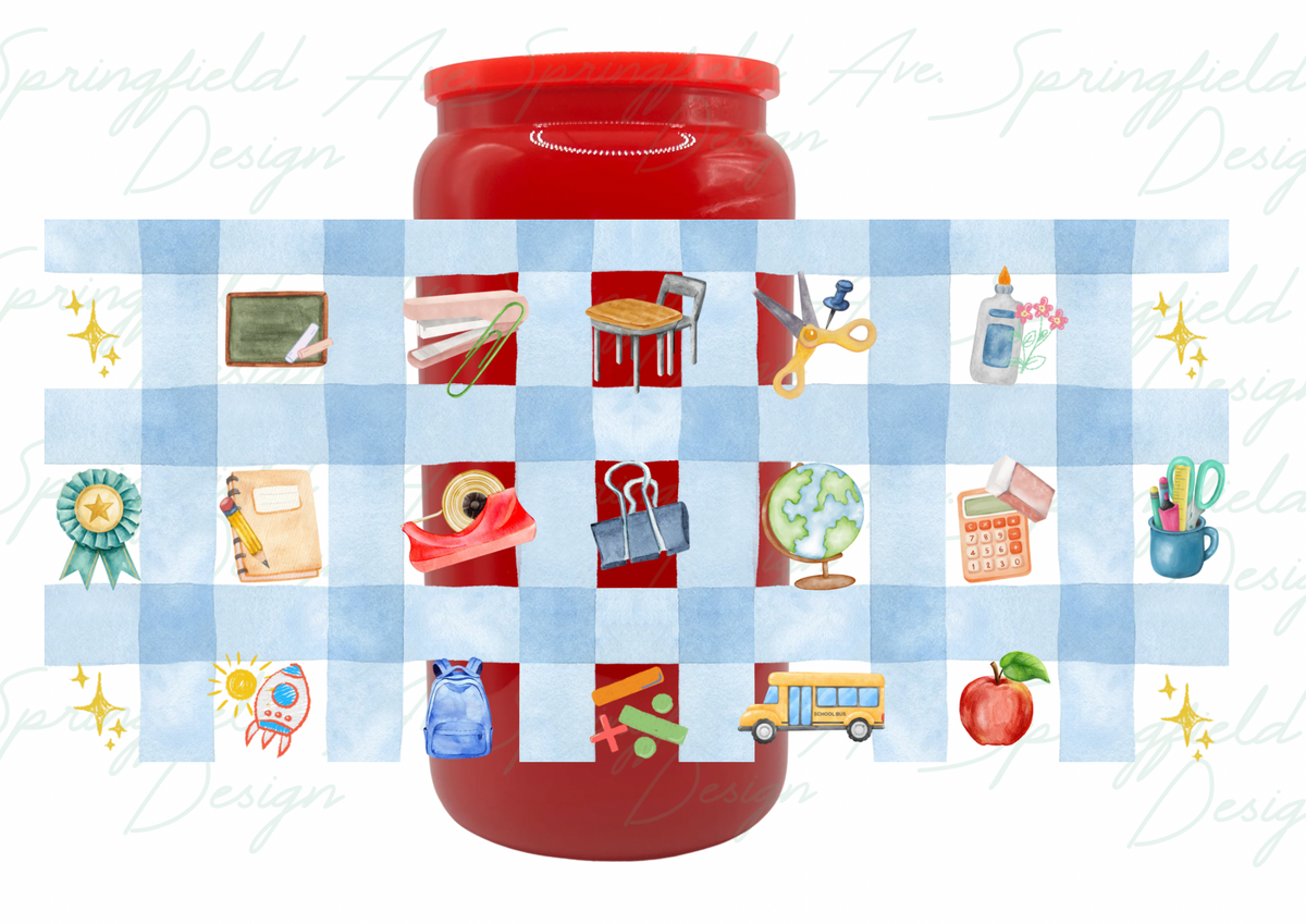 Teacher Checkered Glass Tumbler 16oz