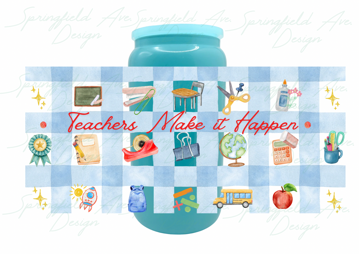 Teacher Checkered Glass Tumbler 16oz