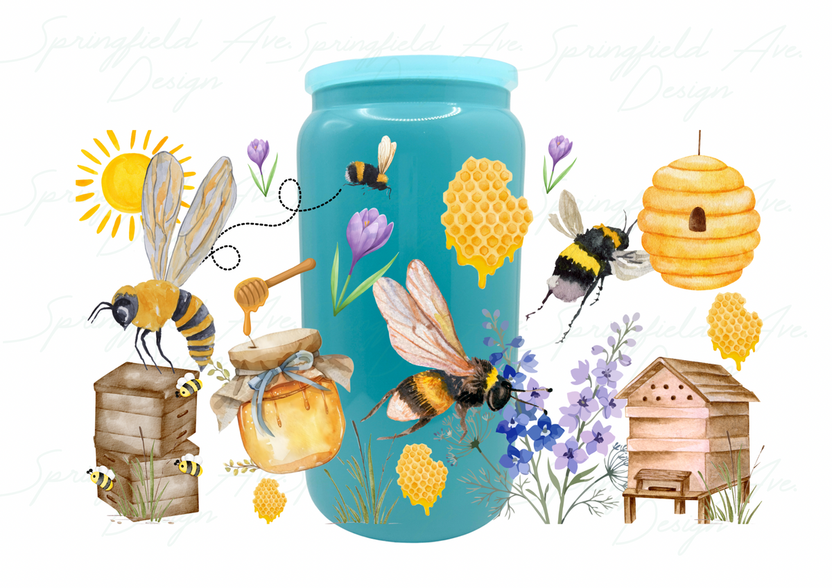 Love for Bees Glass Tumbler 16oz