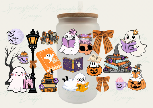 Bookish Ghost Glass Tumbler 16oz