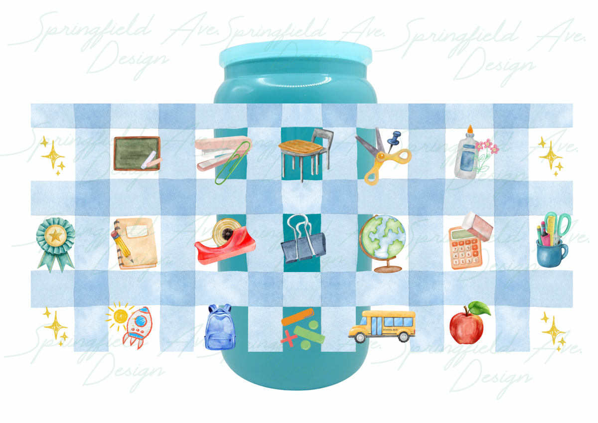 Teacher Checkered Glass Tumbler 16oz