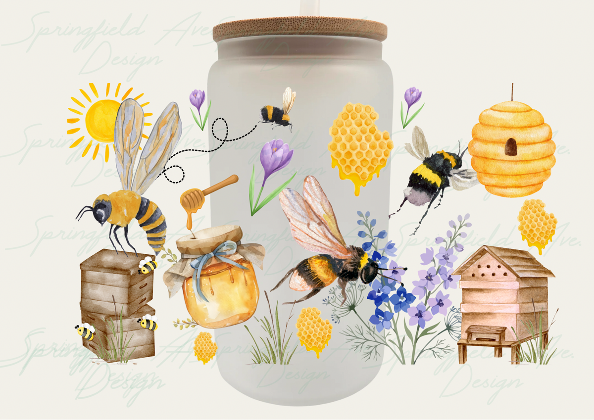 Love for Bees Glass Tumbler 16oz