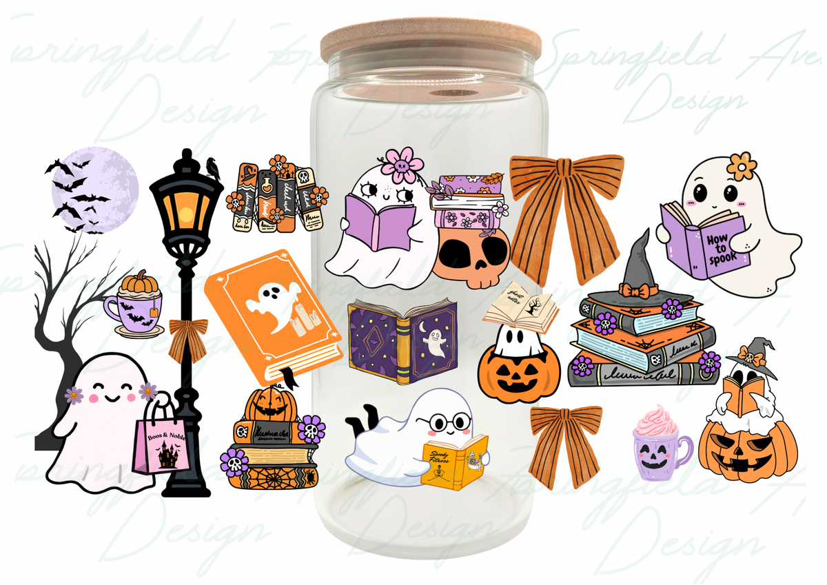 Bookish Ghost Glass Tumbler 16oz